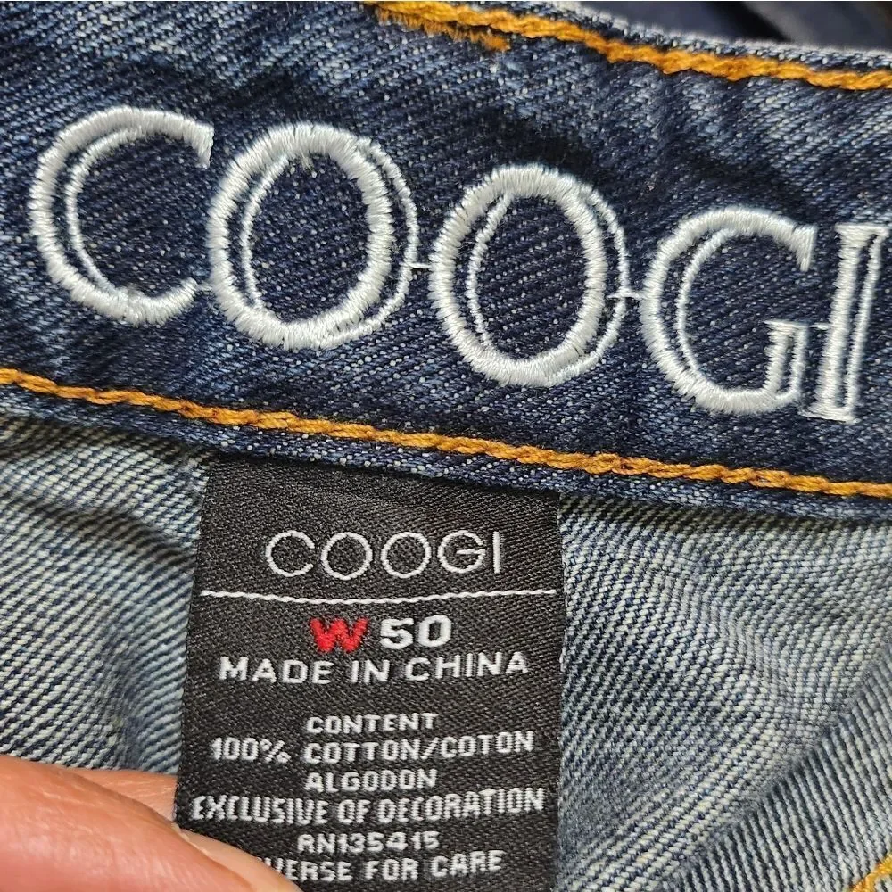 COOGI Flag Star Embroidered Red White Blue Big & Tall Denim Jean Shorts Size 50